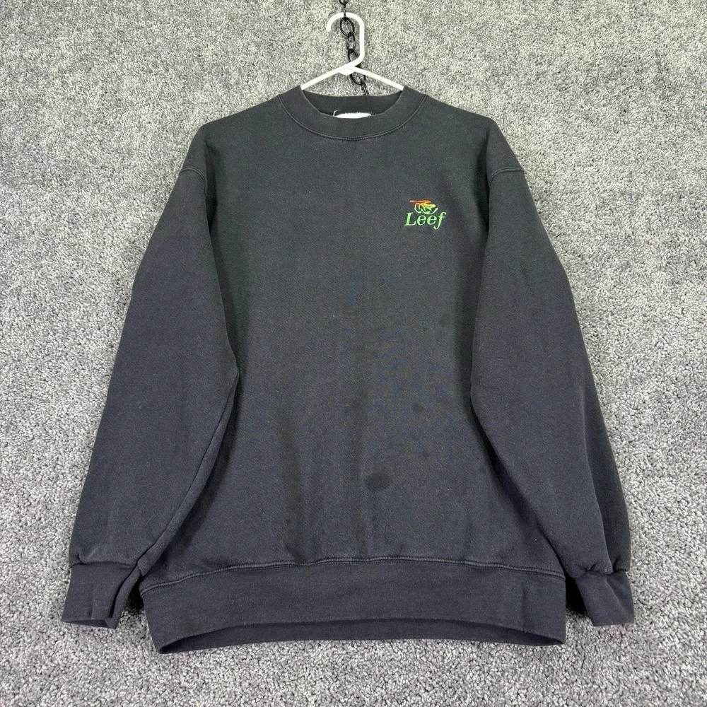 Lee Sweatshirt Mens Large Gray Heavyweight Fleece Pullover Leef Logo Crew Neck